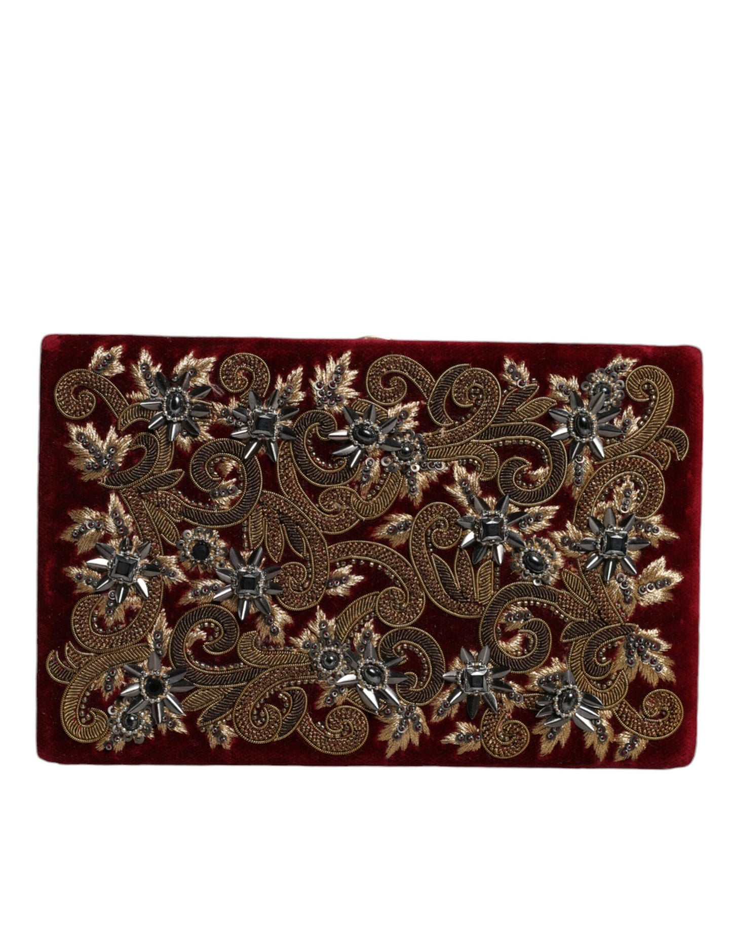 Dolce & Gabbana Red Velvet Gold Frame Clutch Evening Party Purse Bag Dolce & Gabbana