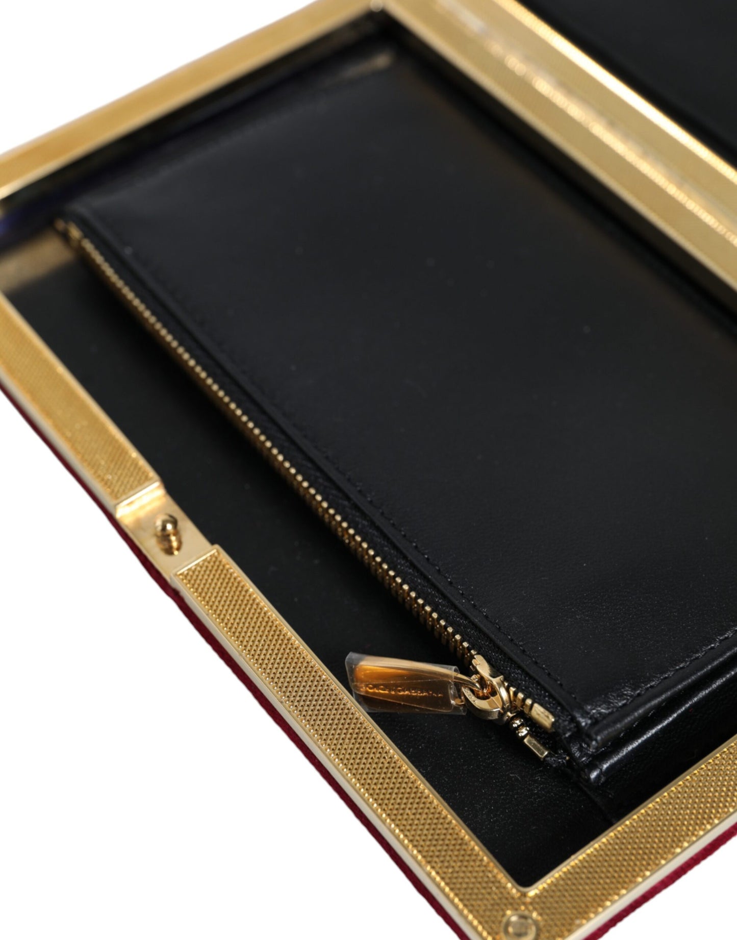 Dolce & Gabbana Red Velvet Gold Frame Clutch Evening Party Purse Bag Dolce & Gabbana