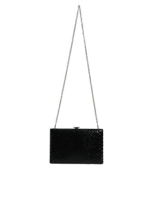 Dolce & Gabbana Black Leather Silver Frame Clutch Mini Crossbody Bag Dolce & Gabbana