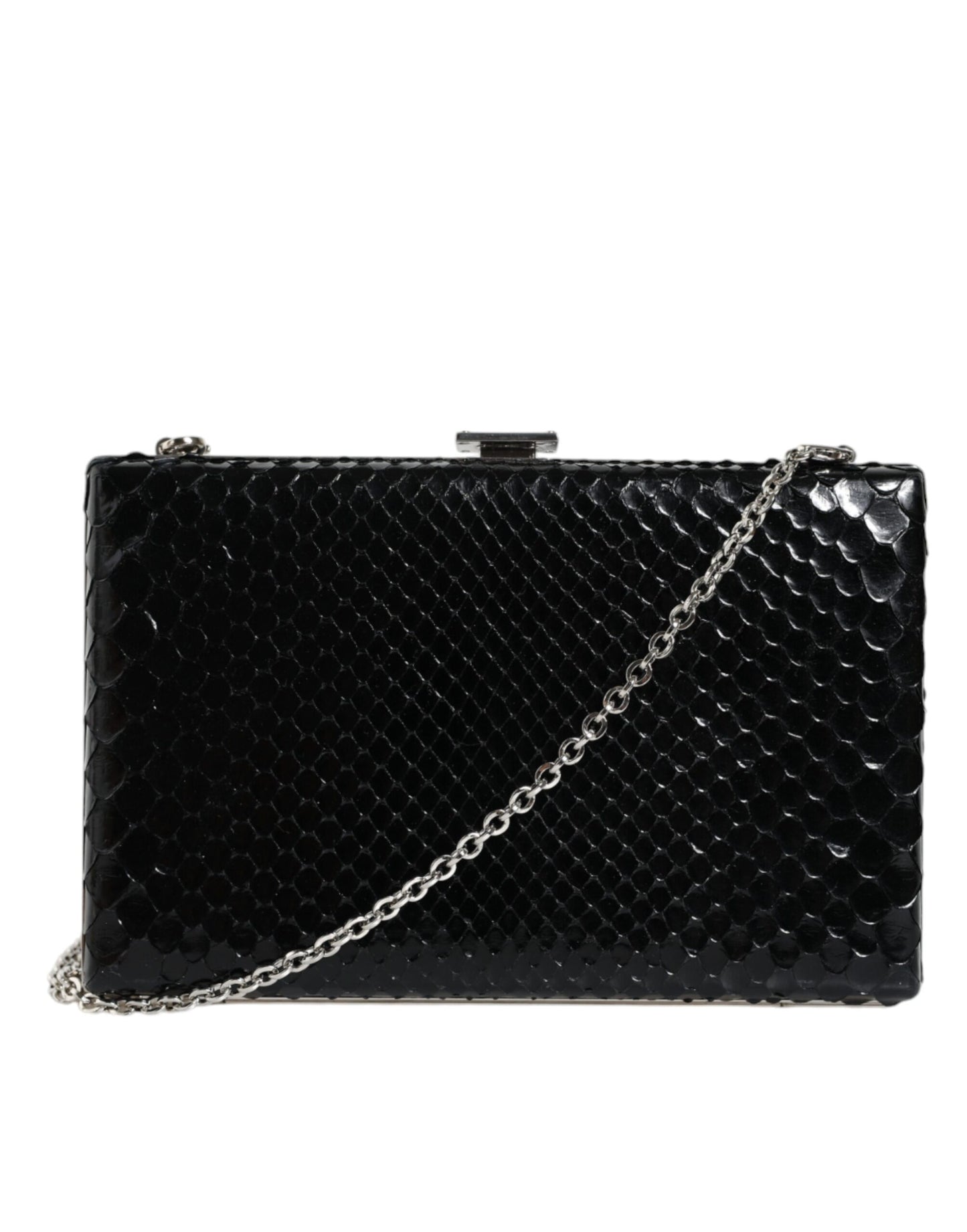 Dolce & Gabbana Black Leather Silver Frame Clutch Mini Crossbody Bag Dolce & Gabbana