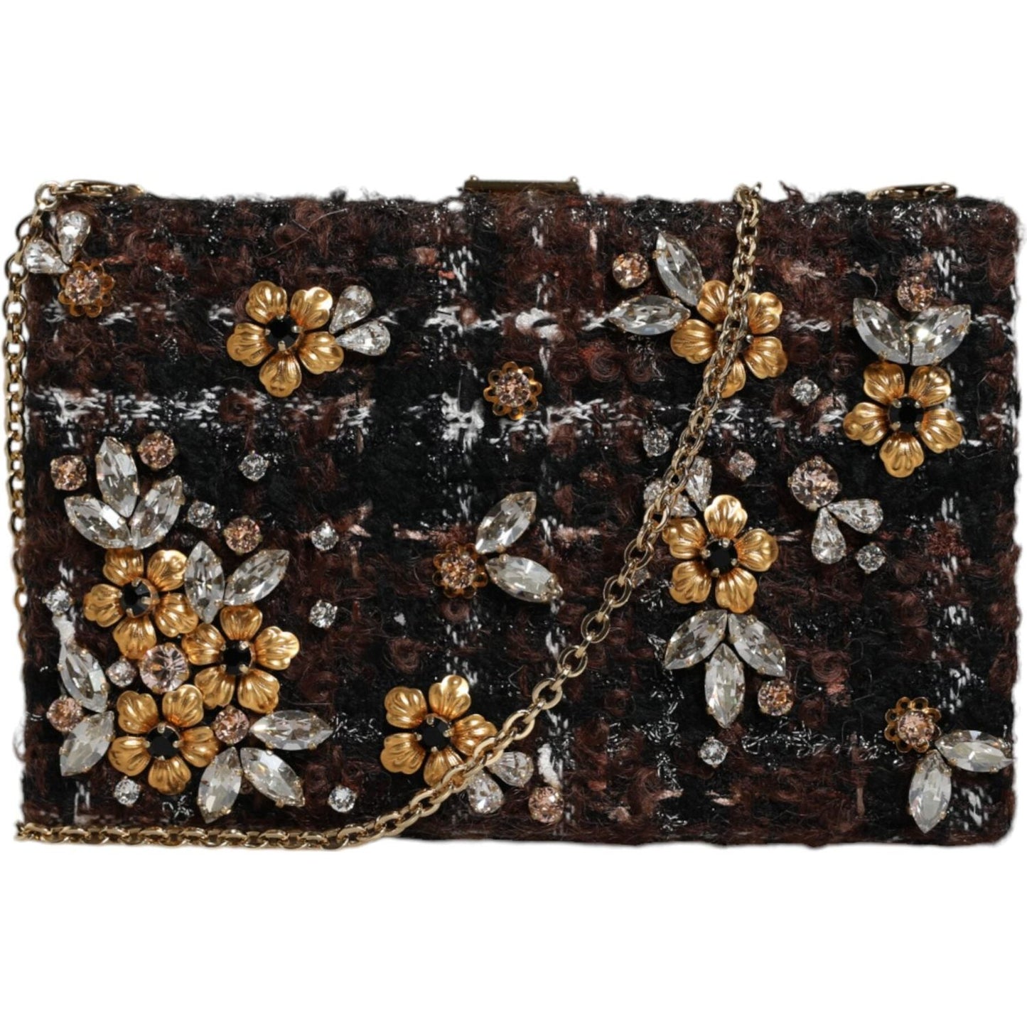 Dolce & Gabbana Multicolor Tweed Floral Clutch Evening Party Purse CrossBody Bag Dolce & Gabbana