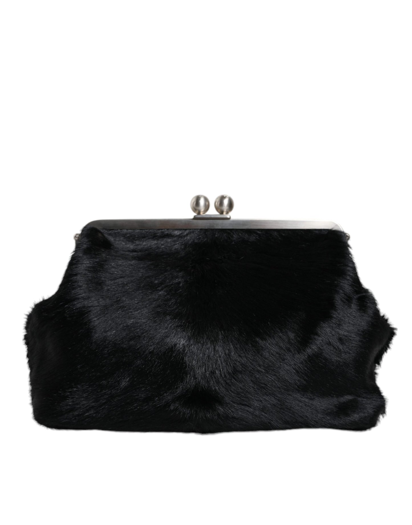 Dolce & Gabbana Black Fur Handbag Clutch Purse Pouch Bag Dolce & Gabbana