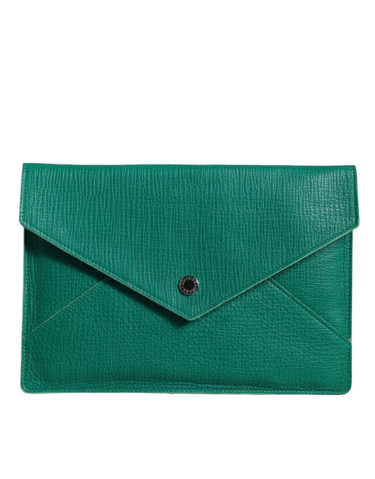 Dolce & Gabbana Green Leather Handbag Clutch Mini Purse Pouch Tablet Case Dolce & Gabbana