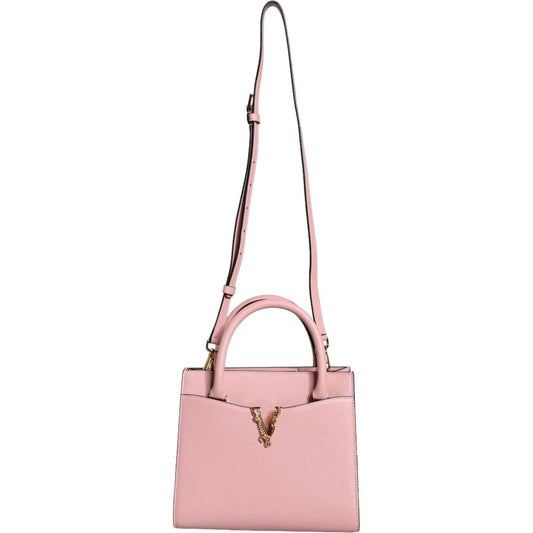 Versace Pink Small Top Handle Grainy Calf Leather Crossbody Bag Versace