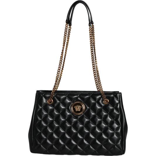 Versace Black Quilted Nappa Leather Shoulder Chain Strap Bag Versace