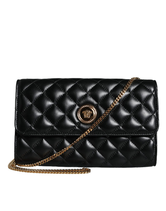 Versace Black Quilted Nappa Leather Crossbody Shoulder Bag Versace