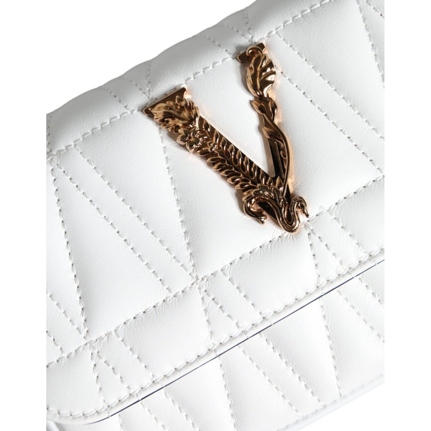 Versace White Quilted Nappa Leather Crossbody Shoulder Bag Versace