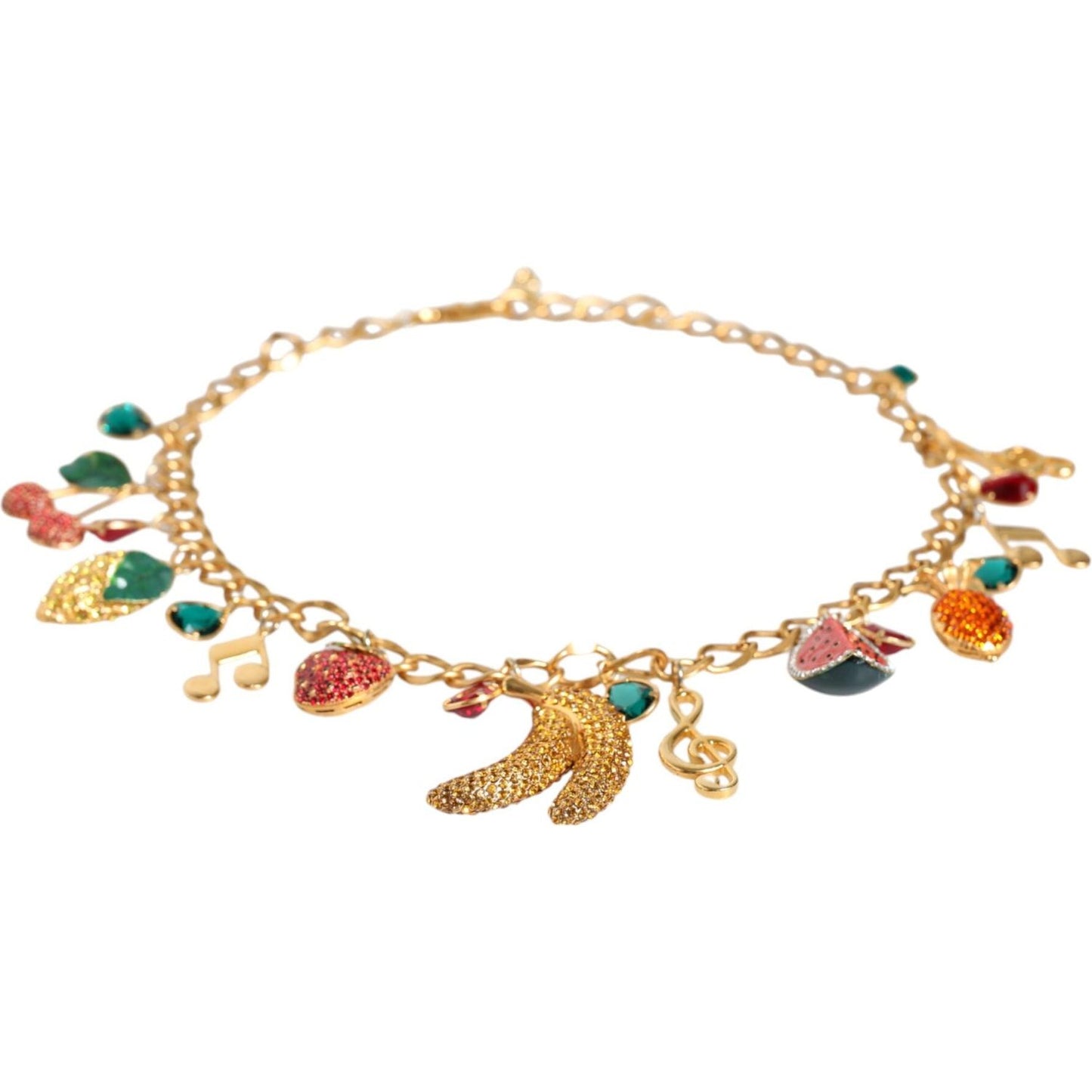 Dolce & Gabbana Gold Tone Brass Fruity Crystal Embellished Waist Chain Belt Dolce & Gabbana