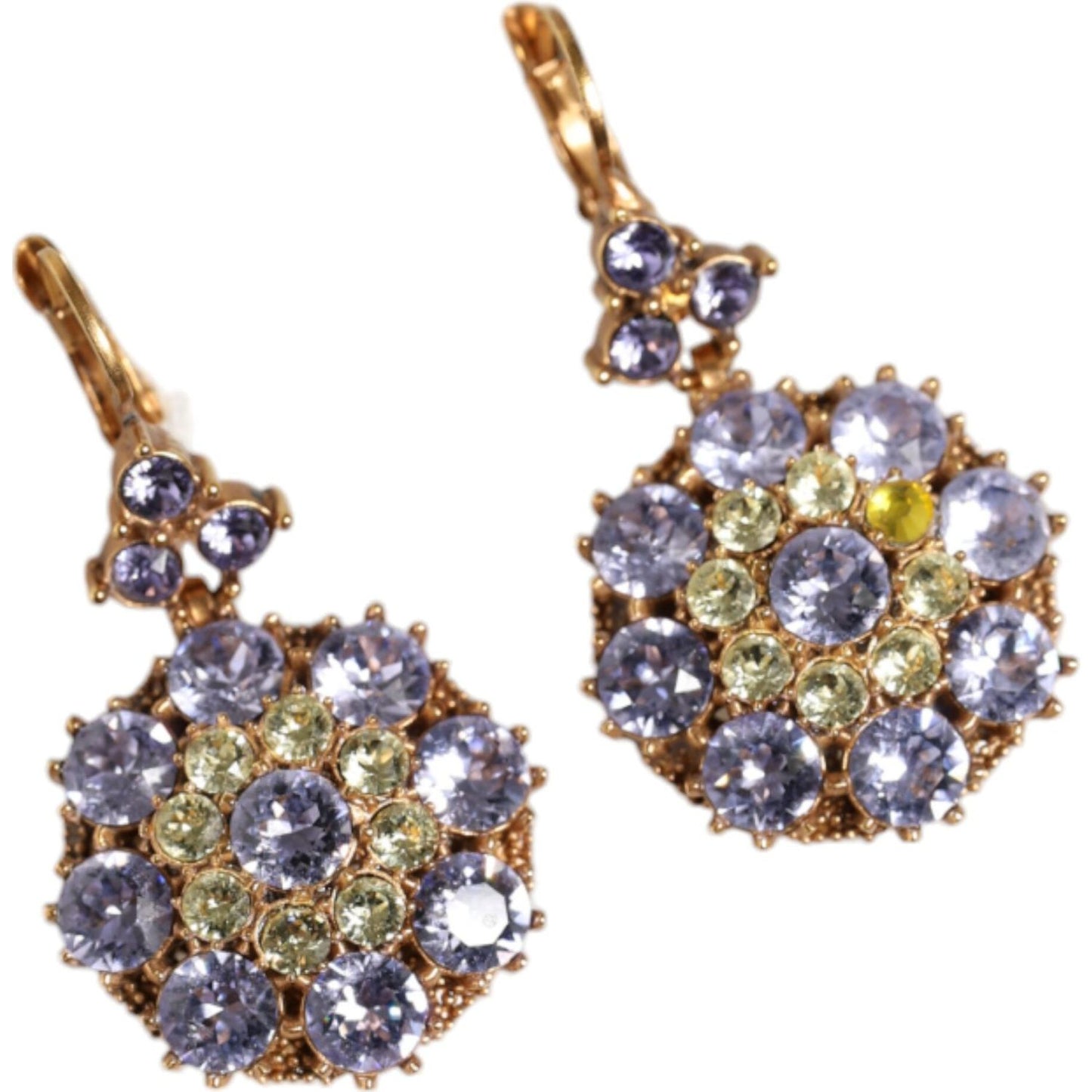 Dolce & Gabbana Gold Brass Crystal SICILY Clip Jewelry Dangling Earrings Dolce & Gabbana