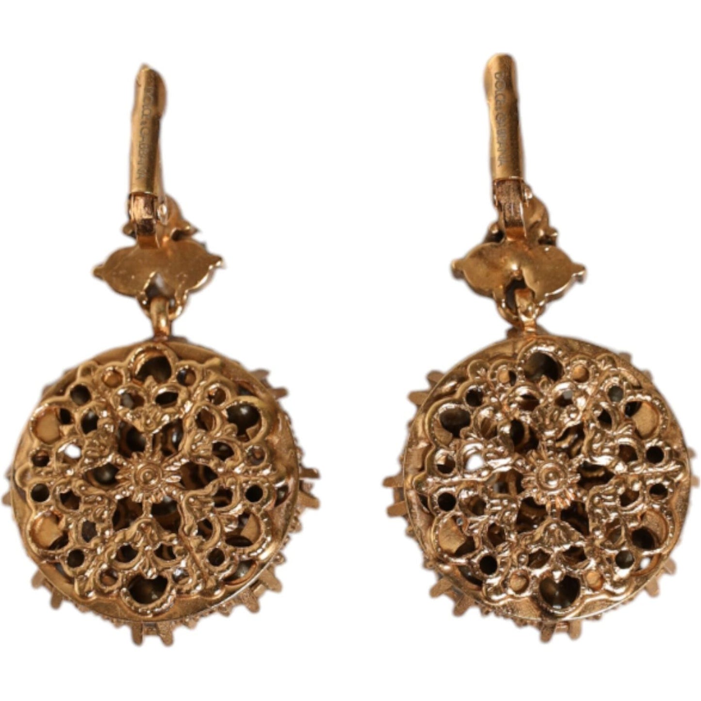 Dolce & Gabbana Gold Brass Crystal SICILY Clip Jewelry Dangling Earrings Dolce & Gabbana