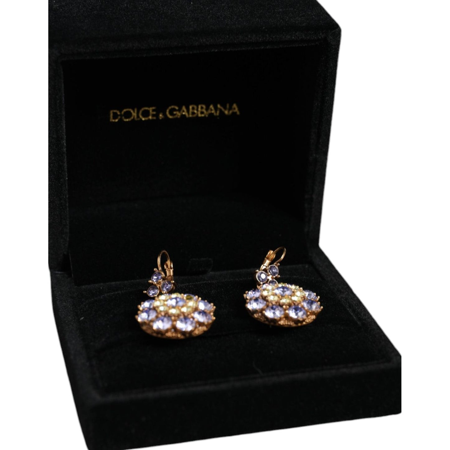 Dolce & Gabbana Gold Brass Crystal SICILY Clip Jewelry Dangling Earrings Dolce & Gabbana