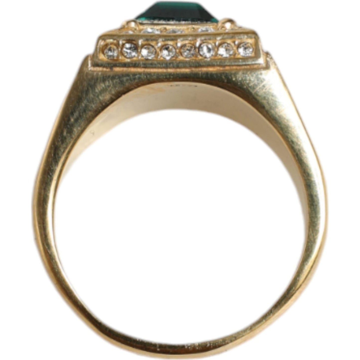 Dolce & Gabbana Gold Plated 925 Silver Green Crystal Ring Dolce & Gabbana