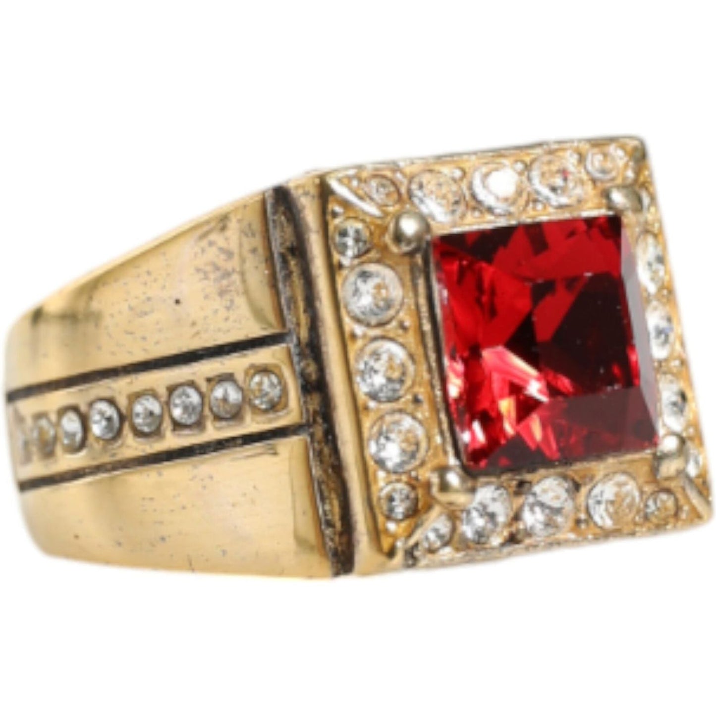 Dolce & Gabbana Gold Plated 925 Silver Red Crystal Ring Dolce & Gabbana