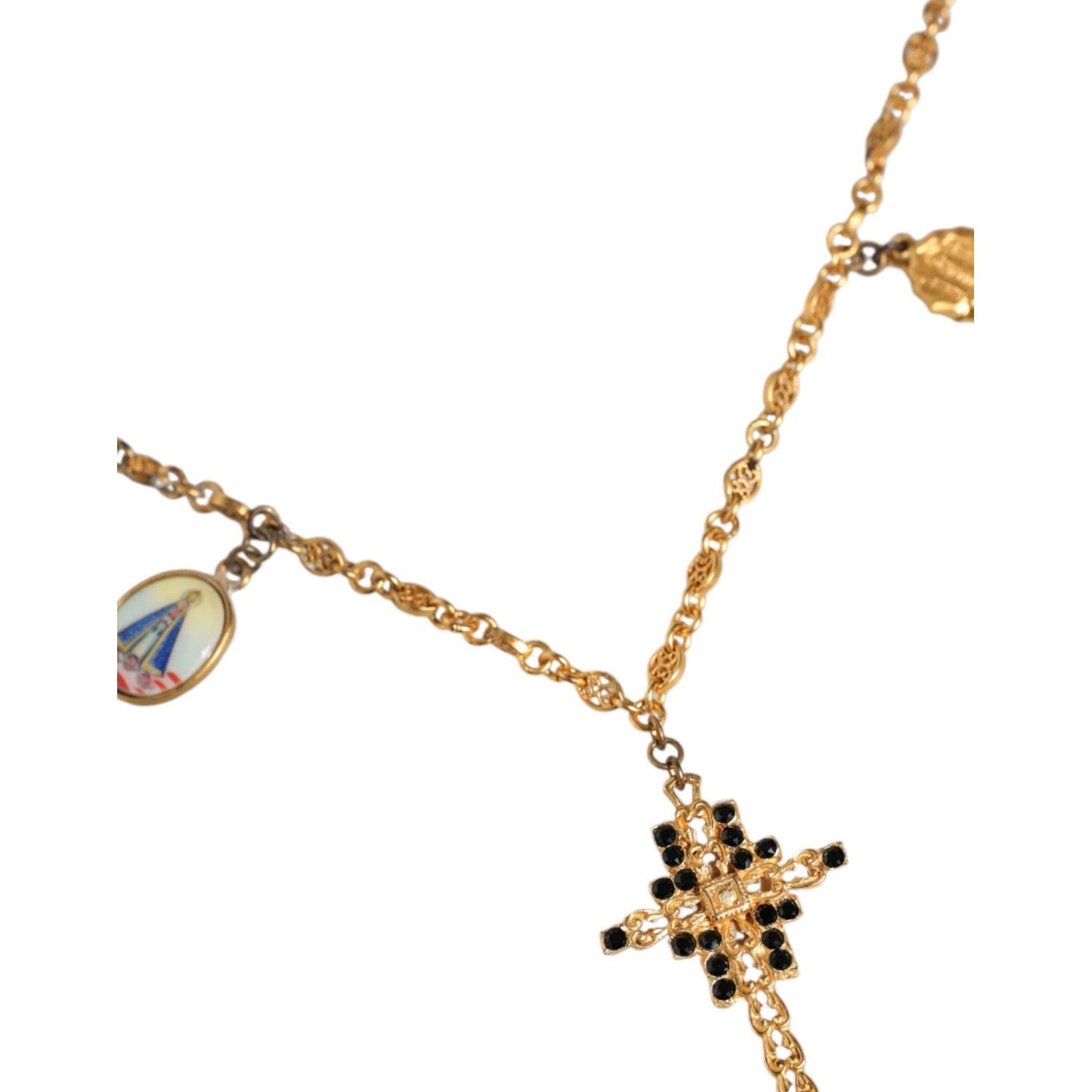 Dolce & Gabbana Gold Tone Brass Chain Religious Cross Pendant Necklace Dolce & Gabbana