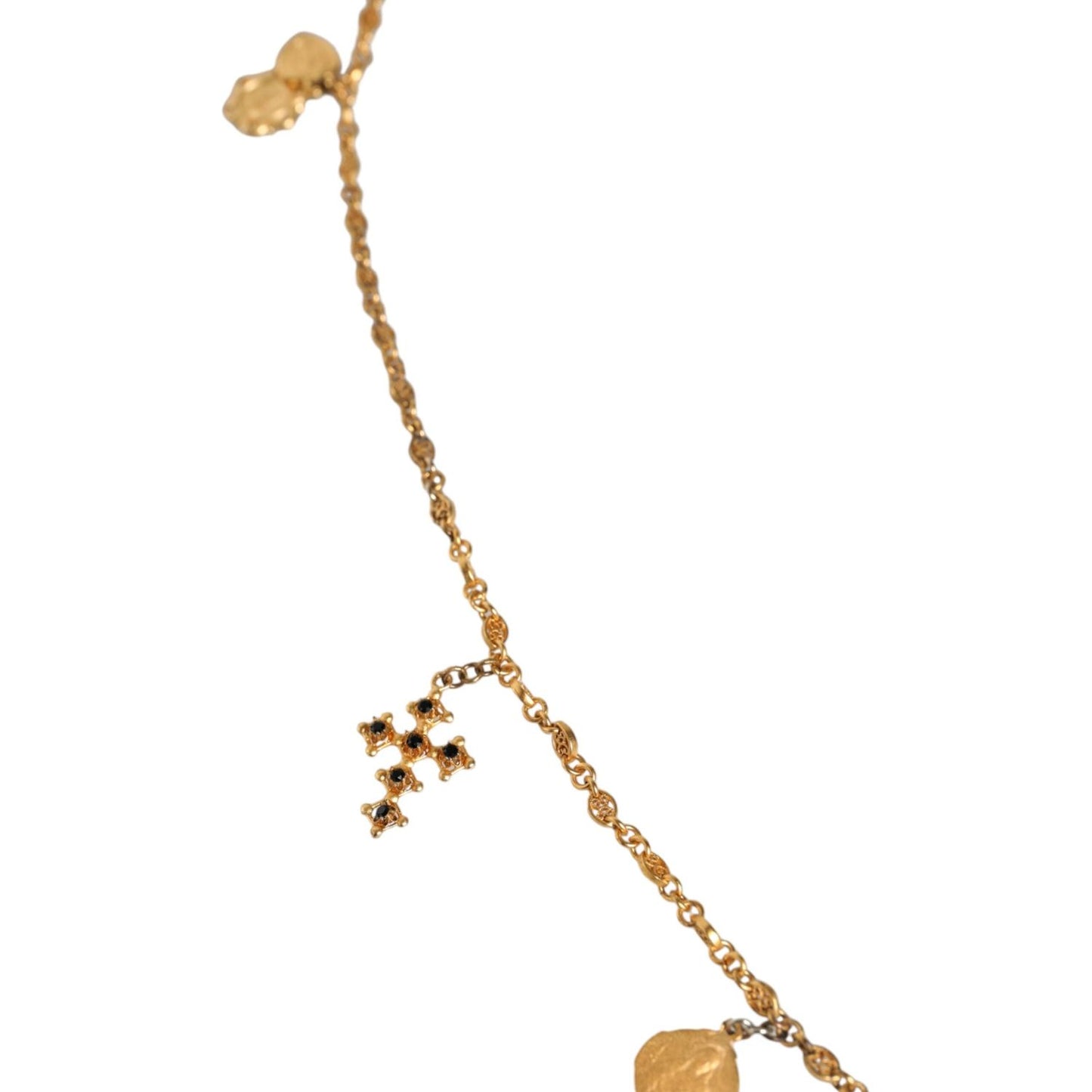 Dolce & Gabbana Gold Tone Brass Chain Religious Cross Pendant Necklace Dolce & Gabbana