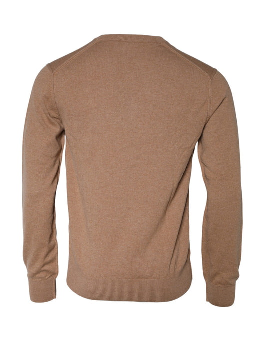 Dolce & Gabbana Brown Cashmere Knit V-neck Pullover Sweater Dolce & Gabbana