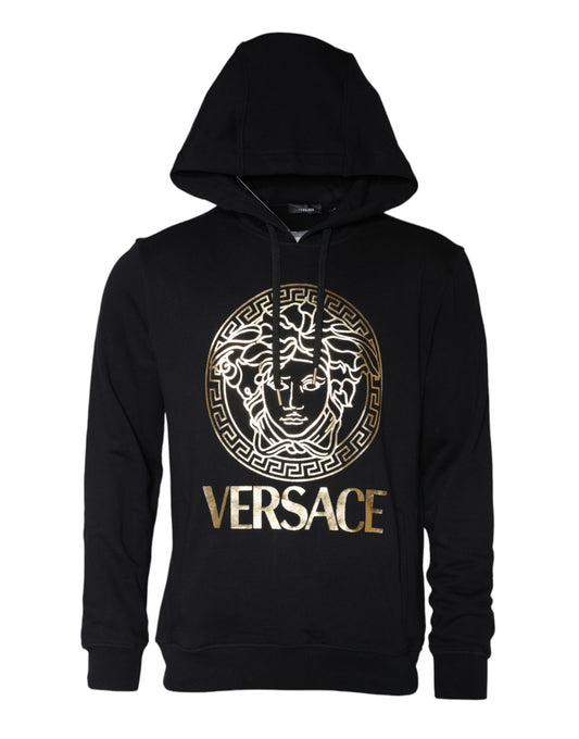 Versace Black Medusa Print Cotton HoodiePullover Sweatshirt Sweater Versace