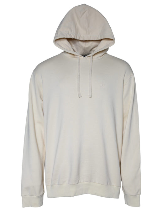 Dolce & Gabbana Off White Cotton Hooded Pullover Sweater Dolce & Gabbana