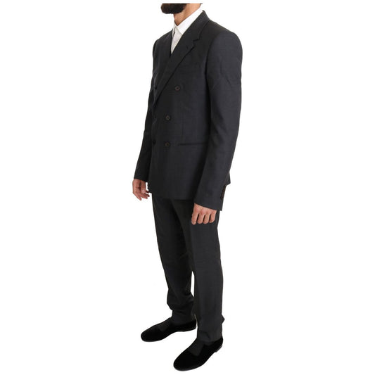 Dolce & Gabbana Elegant Gray Double Breasted Wool Silk Suit Dolce & Gabbana