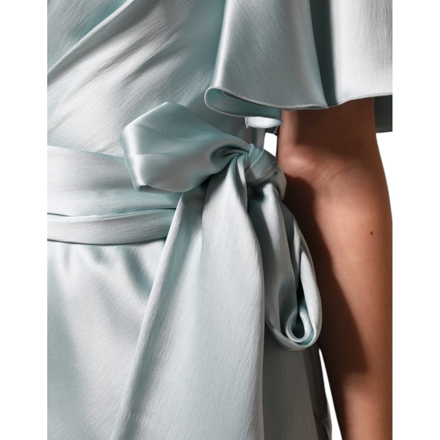 Dolce & Gabbana Mint Green Silk Fit Cut One Shoulder Dress Dolce & Gabbana