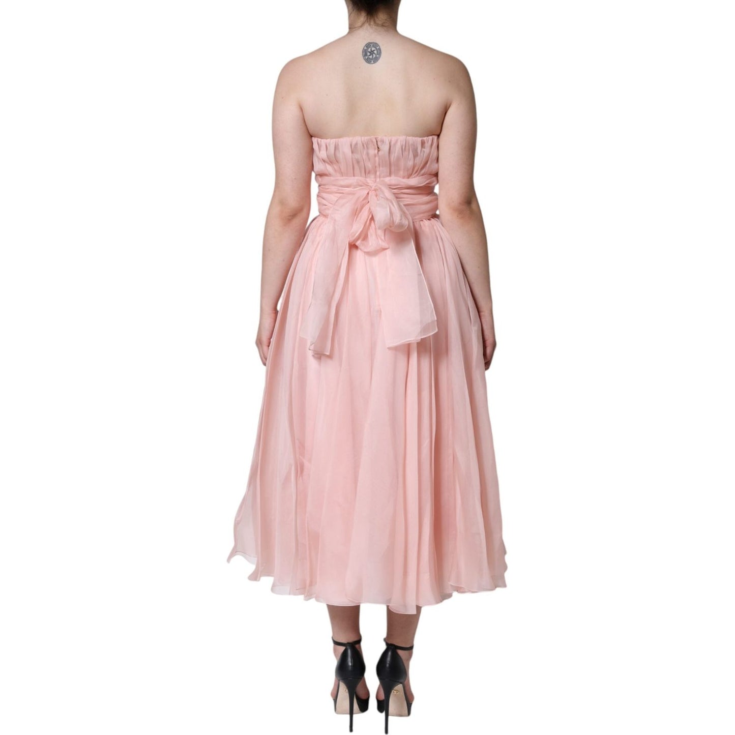 Dolce & Gabbana Pink Silk Strapless Maxi A-line Gown Dress Dolce & Gabbana