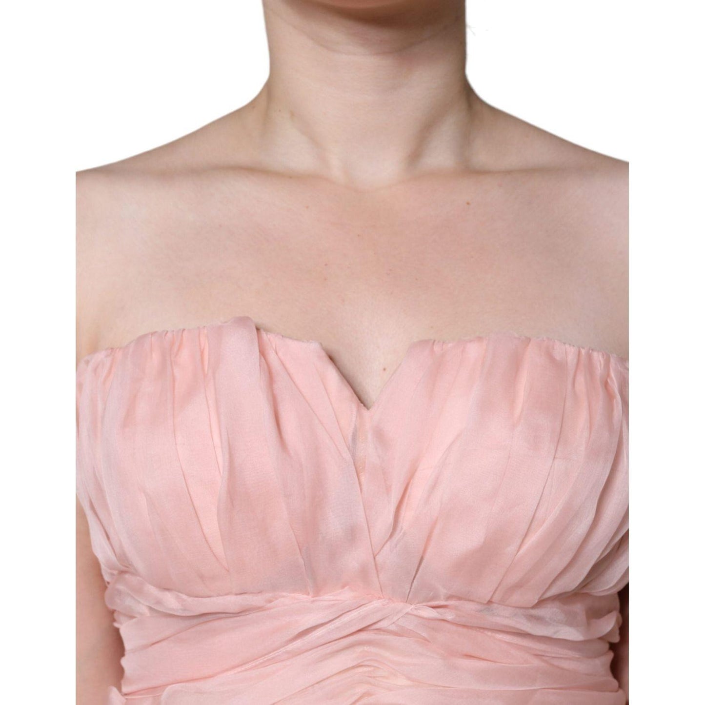 Dolce & Gabbana Pink Silk Strapless Maxi A-line Gown Dress Dolce & Gabbana