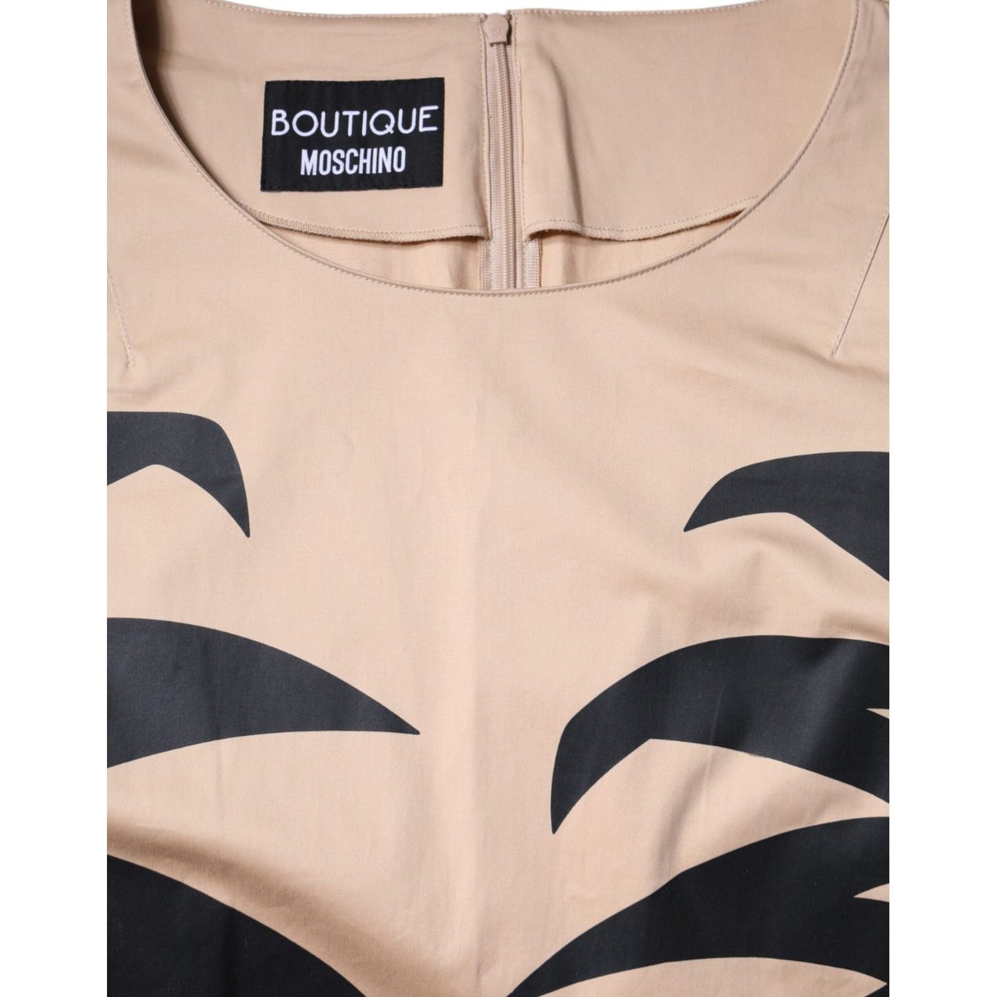 Moschino Beige Cotton Short Sleeve Knee Length Dress Moschino