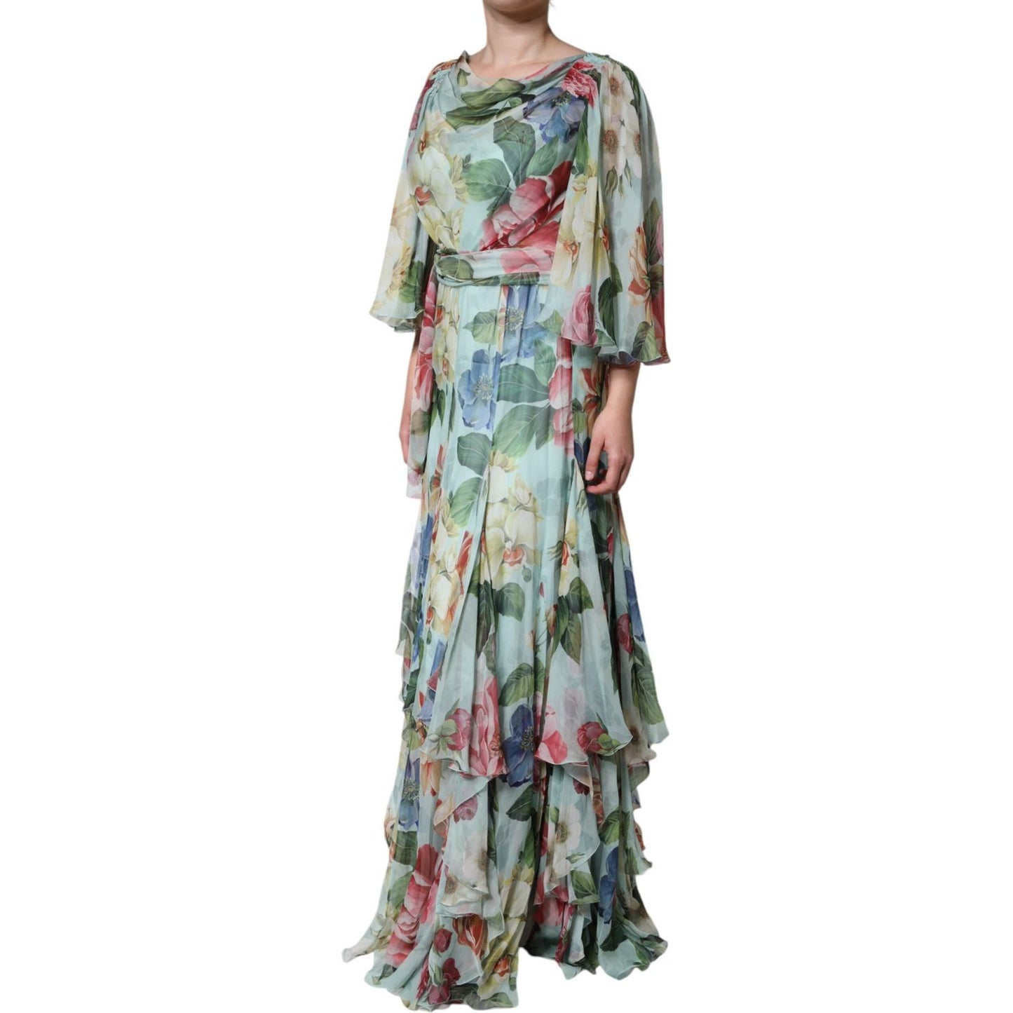 Dolce & Gabbana Multicolor Floral Silk Long Gown Dress Dolce & Gabbana