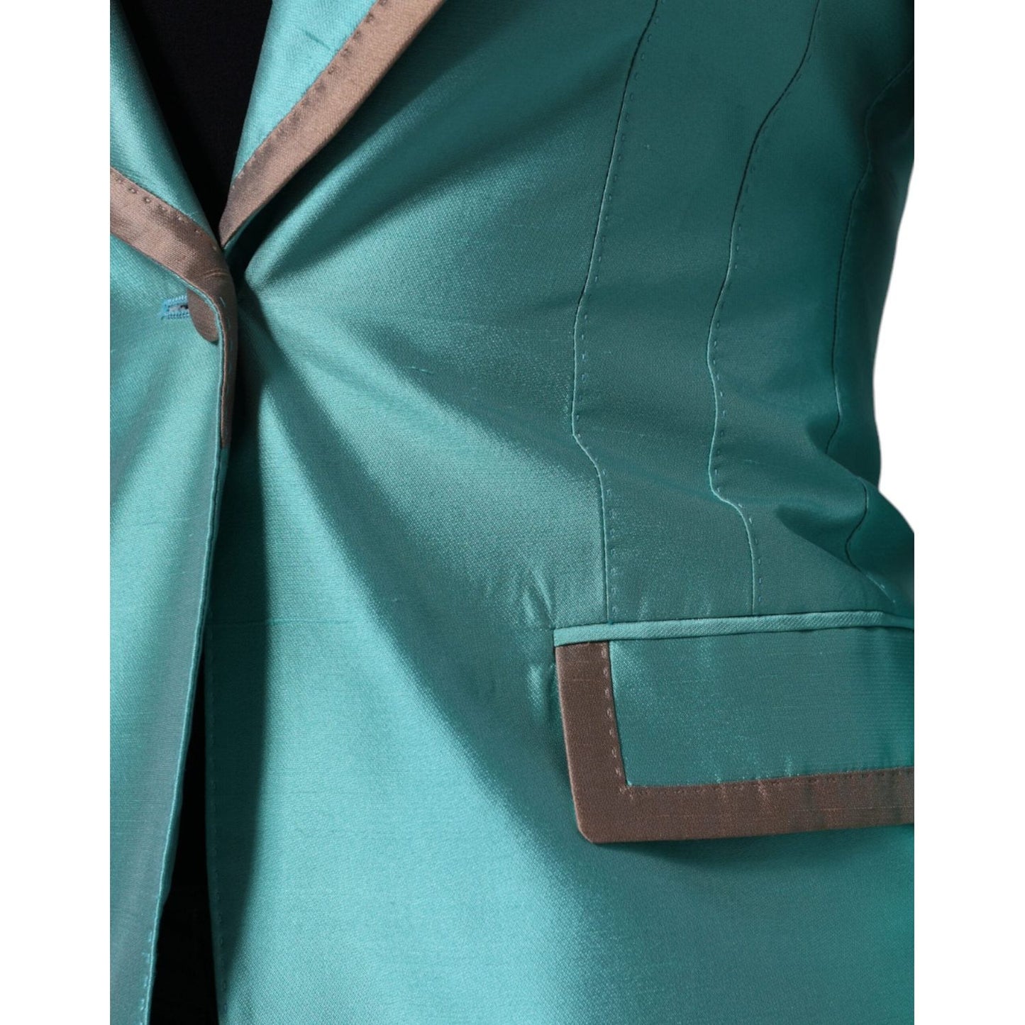 Dolce & Gabbana Metallic Green Single Breasted Blazer Jacket Dolce & Gabbana