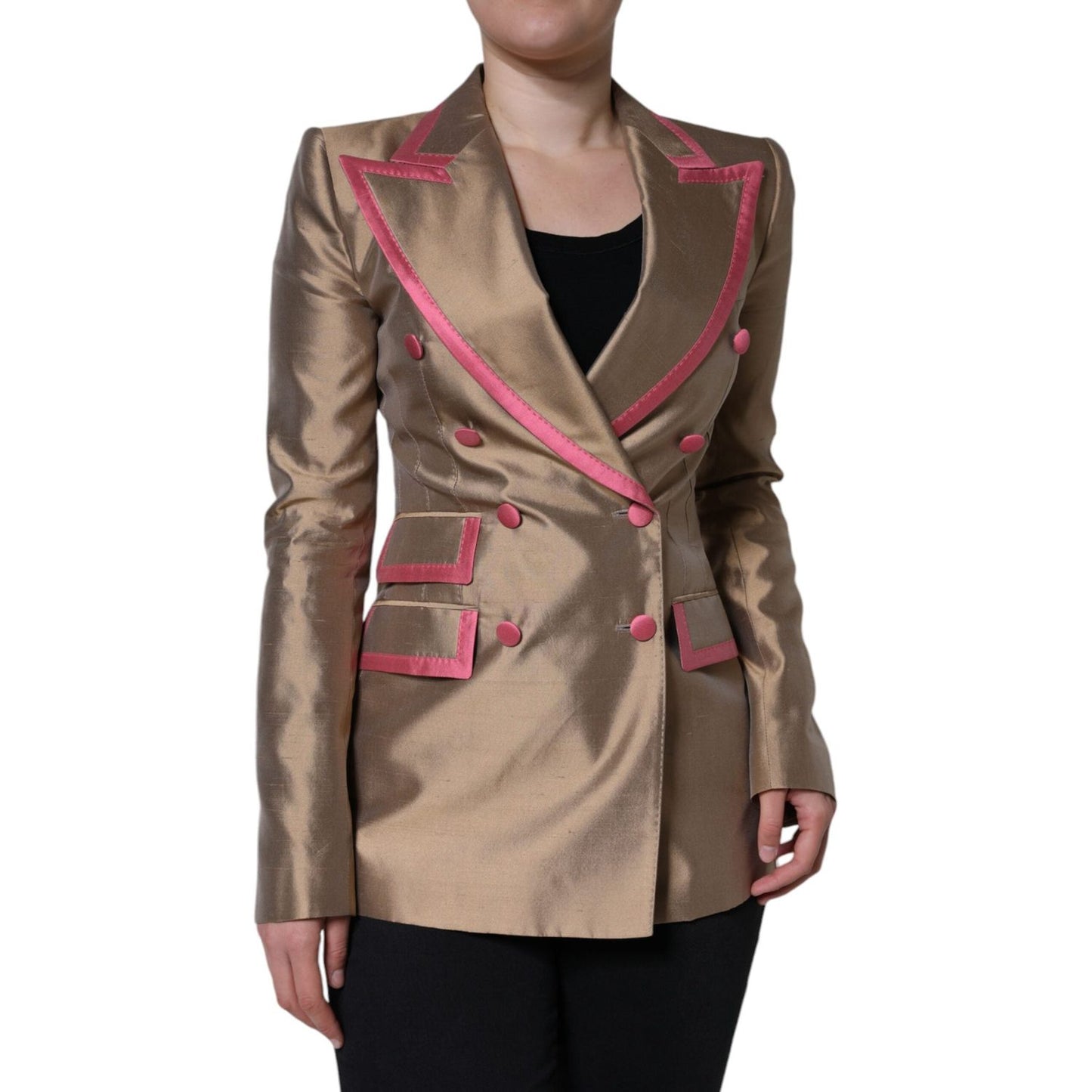 Dolce & Gabbana Metallic Brown Double Breasted Blazer Jacket Dolce & Gabbana