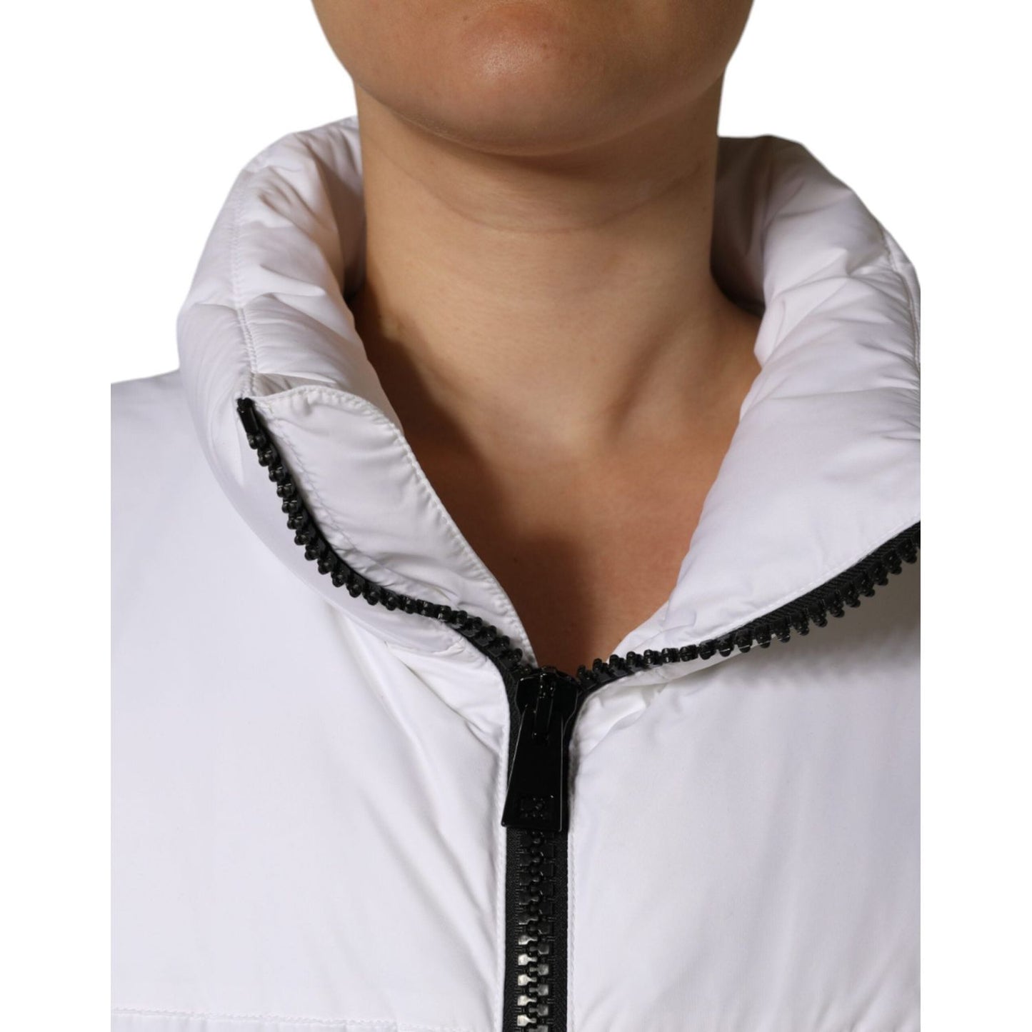 Dolce & Gabbana White Puffer Quilted Full Zip Coat Jacket Dolce & Gabbana