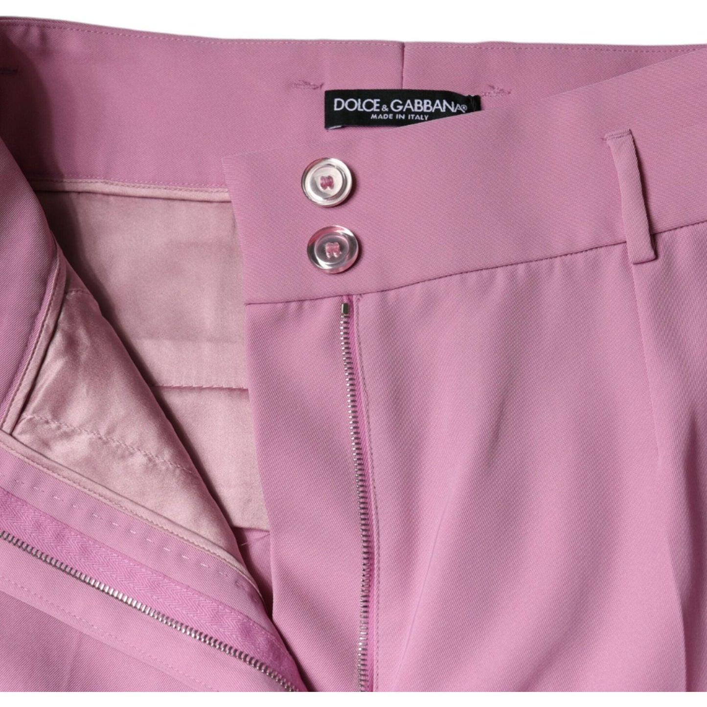 Dolce & Gabbana Pink Polyester High Waist Women Tapered Pants Dolce & Gabbana