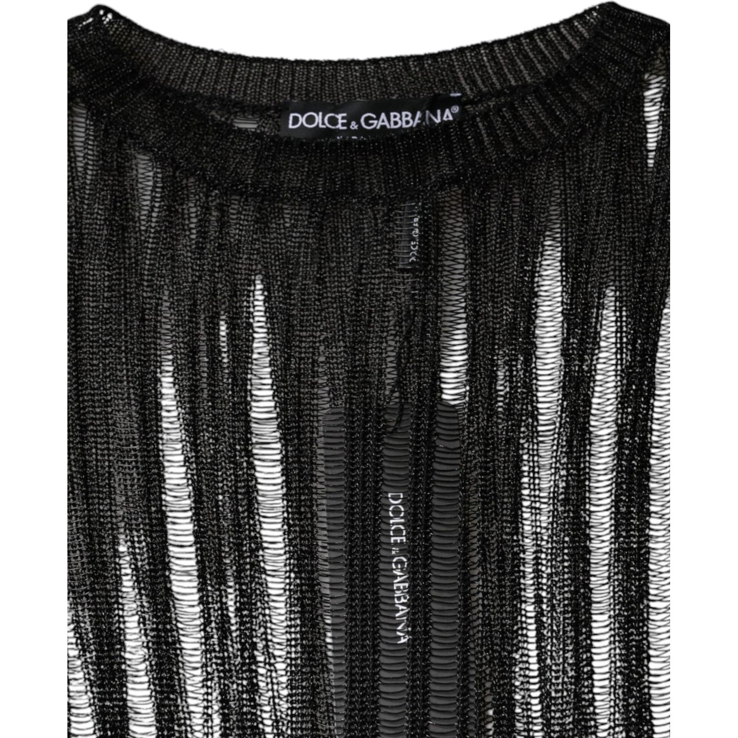 Dolce & Gabbana Black Stripe See Through Long Sleeves Top Dolce & Gabbana