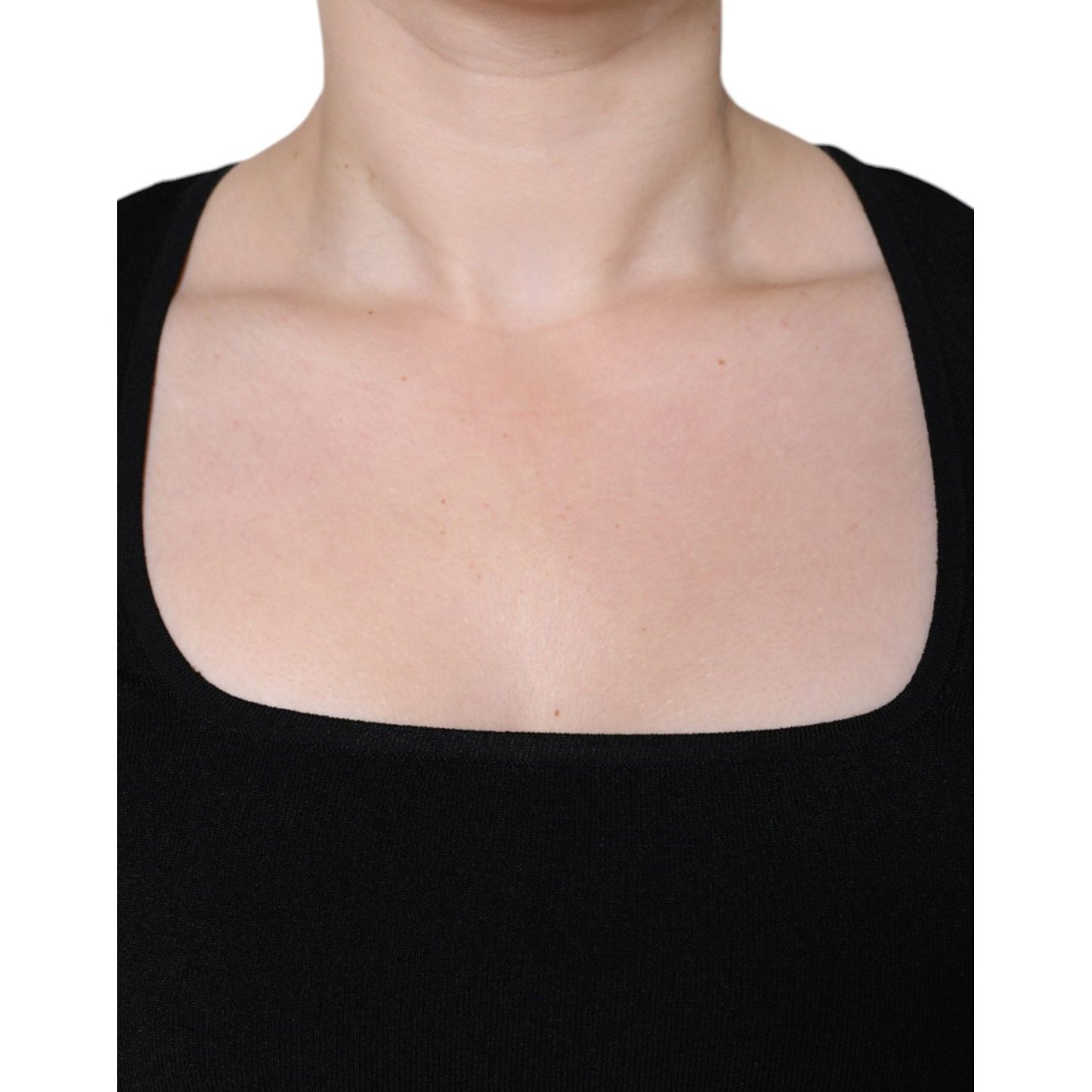 Dolce & Gabbana Black Long Sleeves Blouse Square Neck Top Dolce & Gabbana