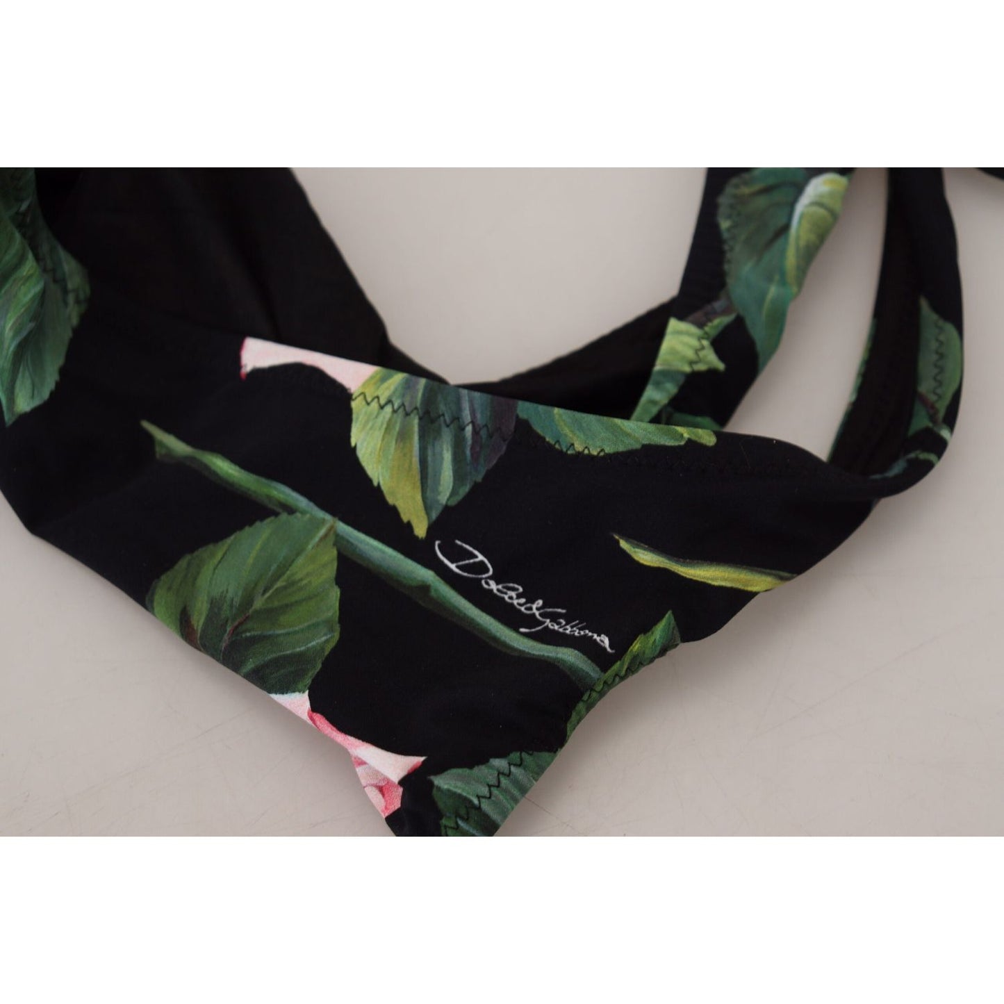 Dolce & Gabbana Black Rose Halter Beachwear Swimwear Bikini Top Dolce & Gabbana