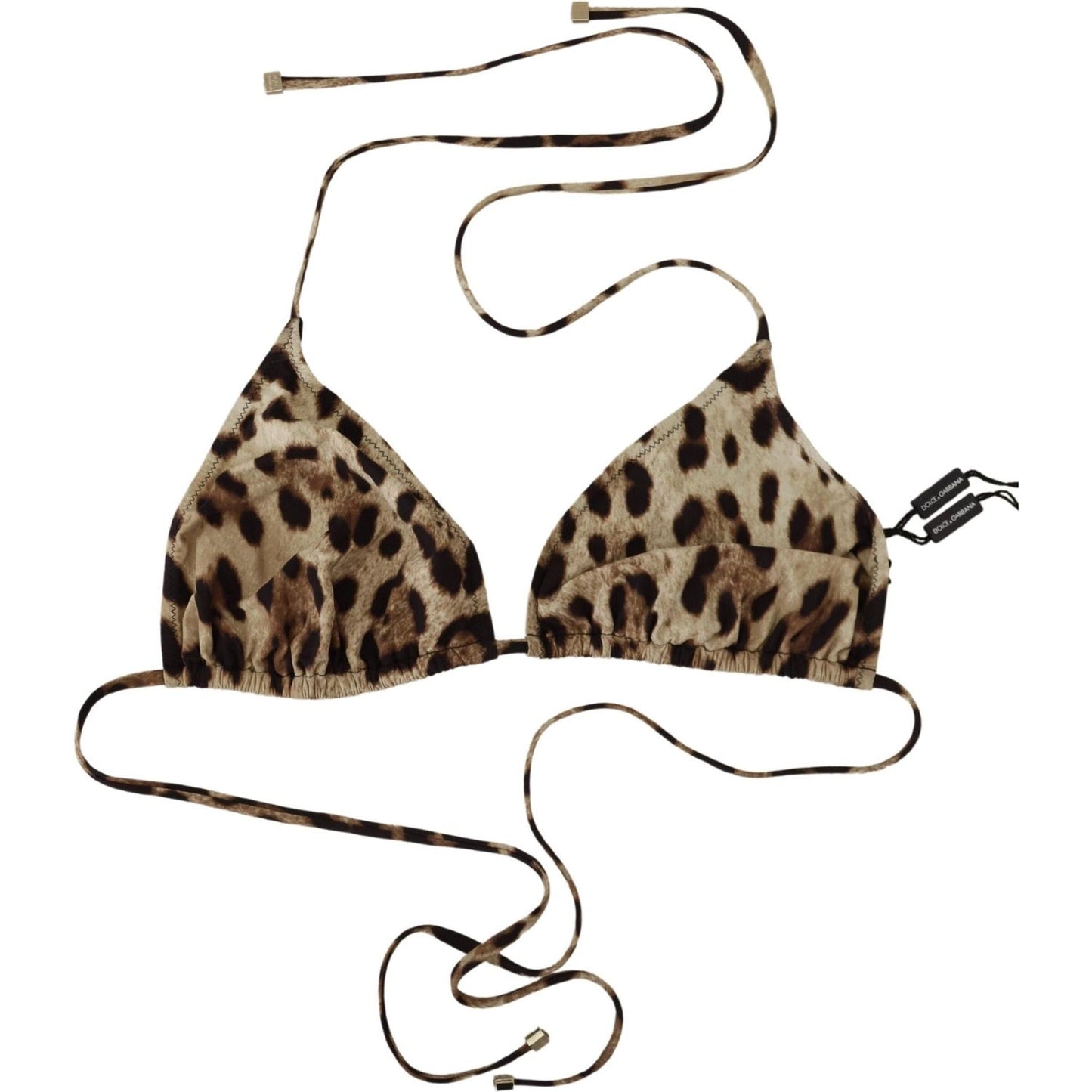 Dolce & Gabbana Brown Leopard Halter Beachwear Swimwear Bikini Top Dolce & Gabbana