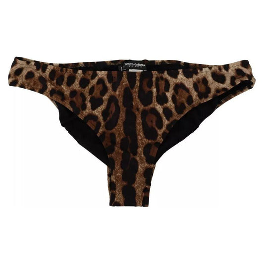 Dolce & Gabbana Brown Leopard Print Swimsuit Swimwear Bikini Bottom Dolce & Gabbana