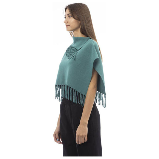 Alpha Studio Green Wool Poncho Alpha Studio