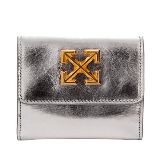 Off-White Silver Leather Wallet Off-White