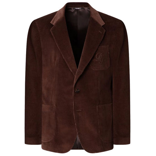 Dolce & Gabbana Brown Cotton Blazer Dolce & Gabbana