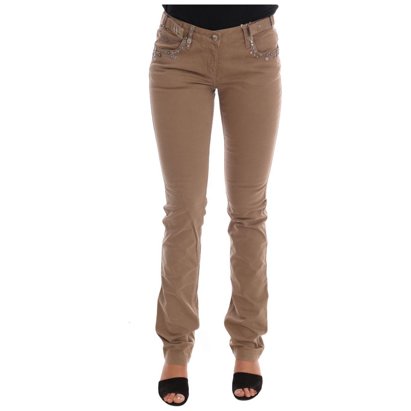 Costume National Beige Super Slim Fit Designer Jeans Jeans & Pants Costume National