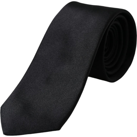 Black Solid Silk Adjustable Tie Men Dolce & Gabbana