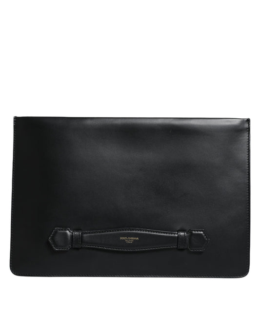 Dolce & Gabbana Black Calfskin Leather Mediterranean Pouch Bag Dolce & Gabbana