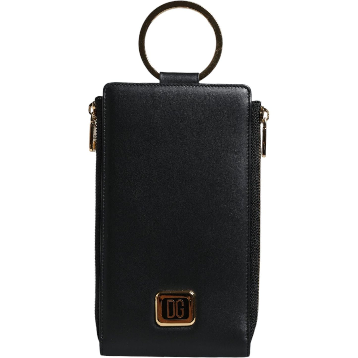 Dolce & Gabbana Black Leather Logo Plaque Neck Strap Card Coin Wallet Dolce & Gabbana