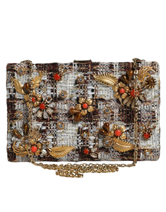 Dolce & Gabbana Multicolor Tweed Floral Clutch Crossbody Bag Dolce & Gabbana