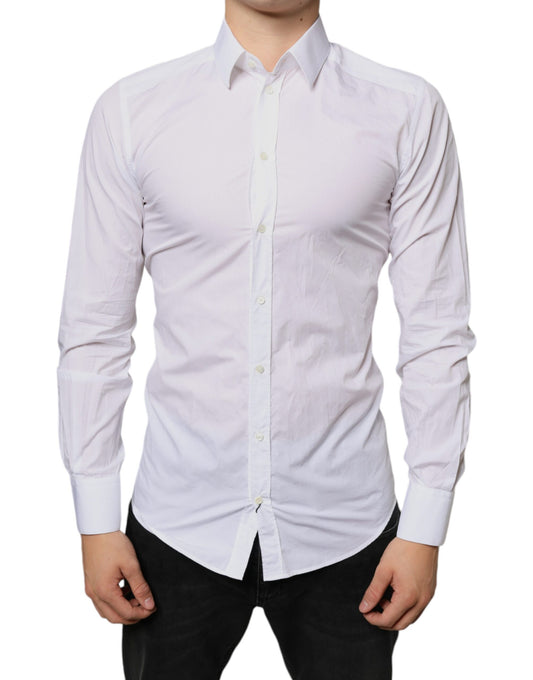 Dolce & Gabbana White Cotton Collared Men Formal Dress Shirt Dolce & Gabbana