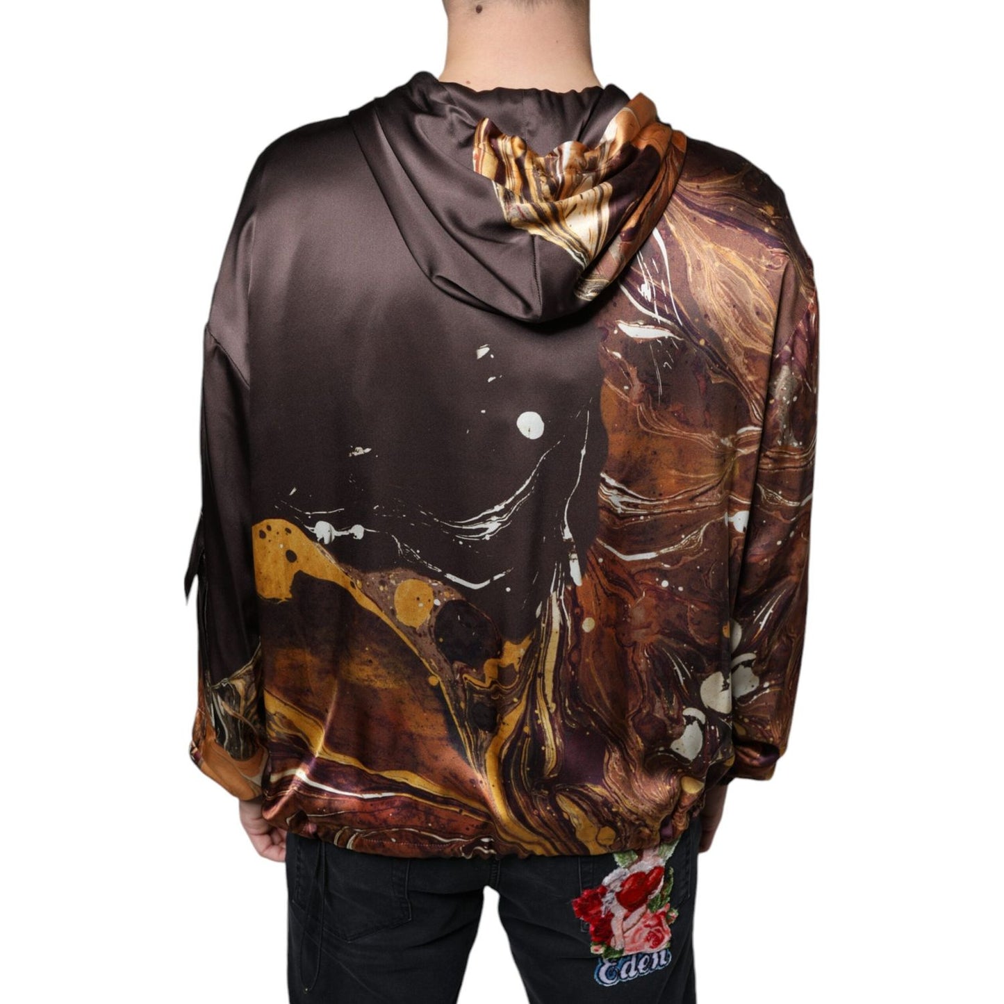 Dolce & Gabbana Brown Tie Dye Hooded Sweatshirt Sweater Dolce & Gabbana