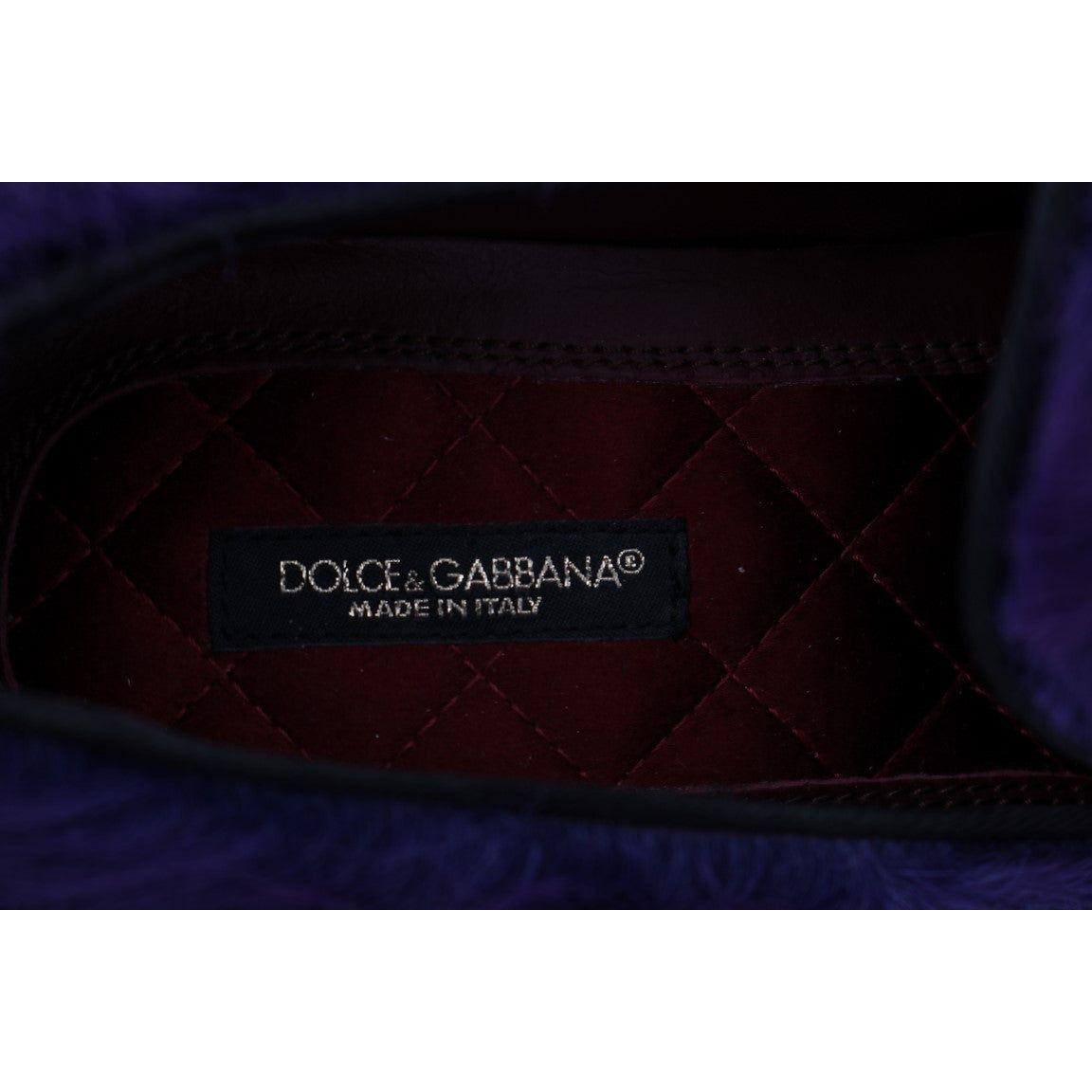 Dolce & Gabbana Plush Purple Sheep Fur Loafers Dolce & Gabbana