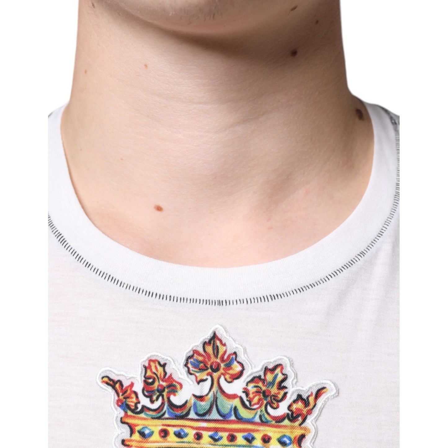 Dolce & Gabbana White Angel Crown Print Crew Neck T-shirt Dolce & Gabbana