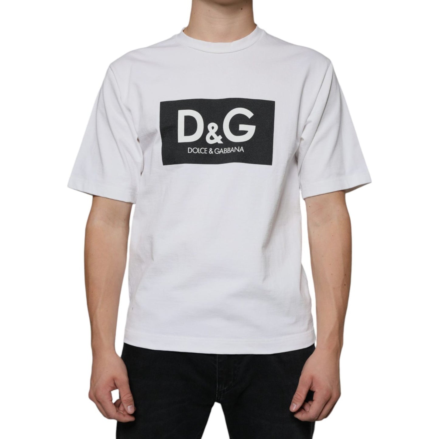 Dolce & Gabbana White Cotton DG Logo Print Casual T-shirt Dolce & Gabbana